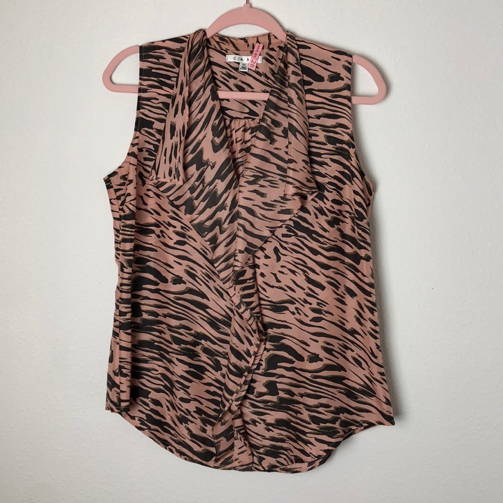CAbi 104 Just So animal print blush gray sleeveles